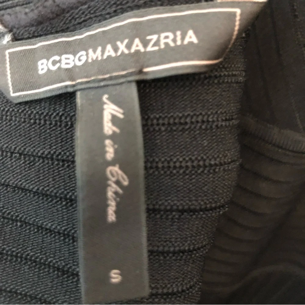 BCBGMaxAzria cocktail dress black ribbed mini full skirt, straps, Sz S, Elegant! - Picture 6 of 16